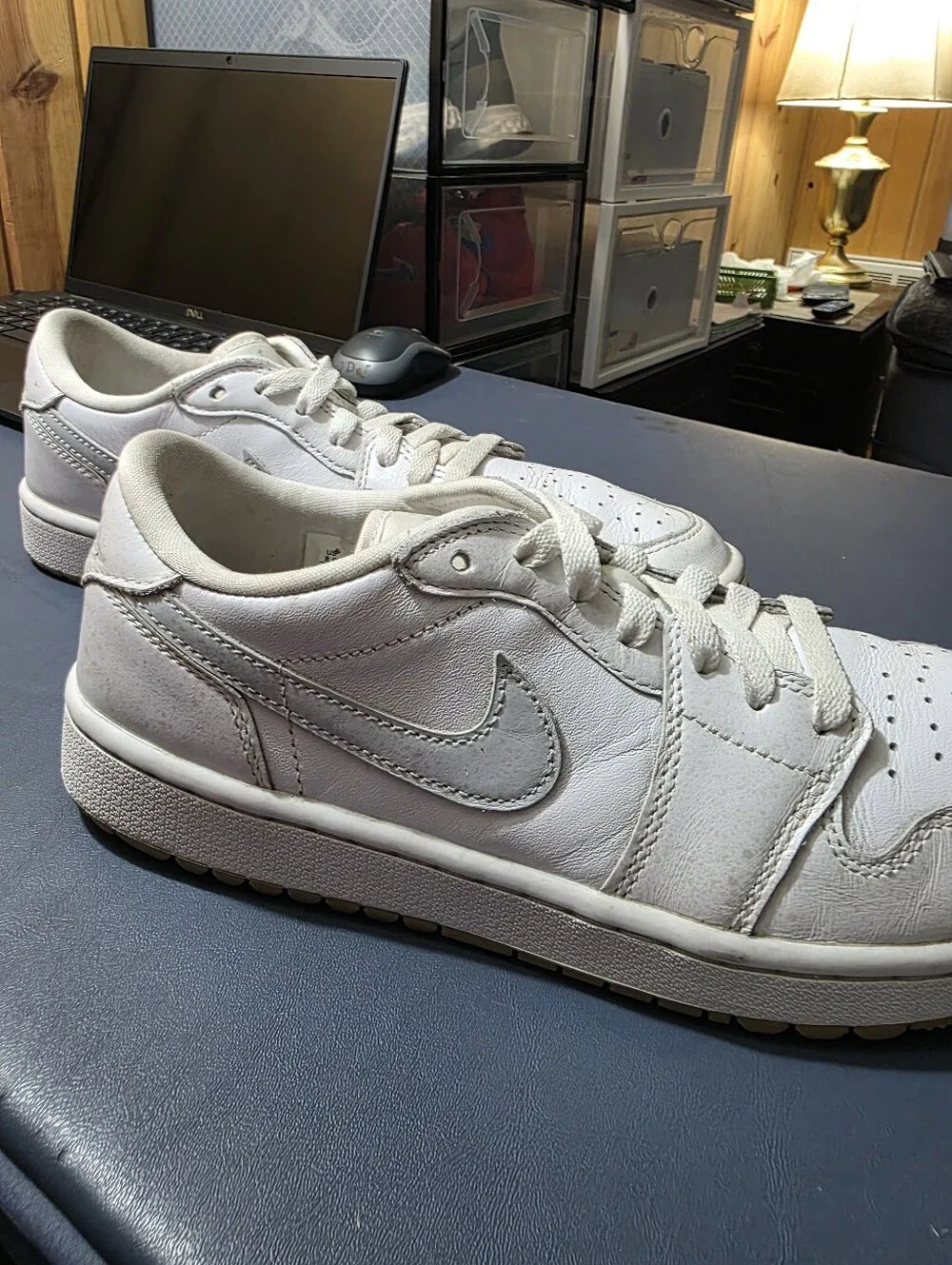 Jordan 1 Retro Golf Shoe, Size 8.5m White Leather Low-Top Men's Sneakers -